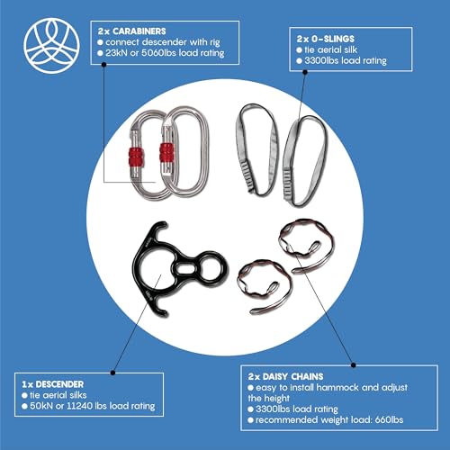 Aum Active Aerial Silks Starter Kit - Durable 9 Yards of Aerial Yoga Hammock with Hardware & Guide - Aerial Swing for Acrobatic Flying Yoga & All Levels (Aerial Rigging Point Up to 13ft) - Image 4