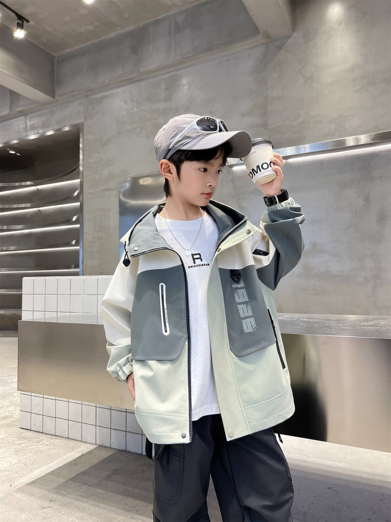 Boys' Rush Clothes Spring Coat Big Children'S Handsome Fashionable Boys Spring Clothes - Image 3
