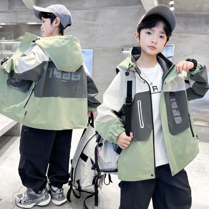 Boys' Rush Clothes Spring Coat Big Children'S Handsome Fashionable Boys Spring Clothes - Image 1