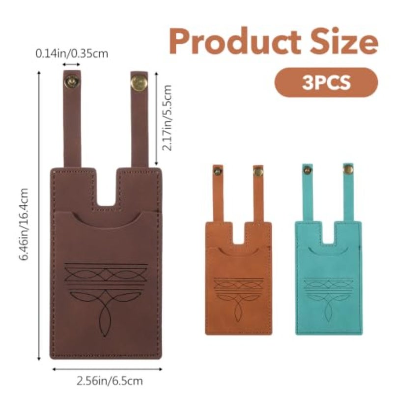 3 PCS Western Boot Wallet for Women Man, Leather Credit Card Holder Compact Boot Wallet Handcrafted Slim Insert with Snap Strap for Cowboy Boots Rodeo Concerts Pub Country Style - Image 2