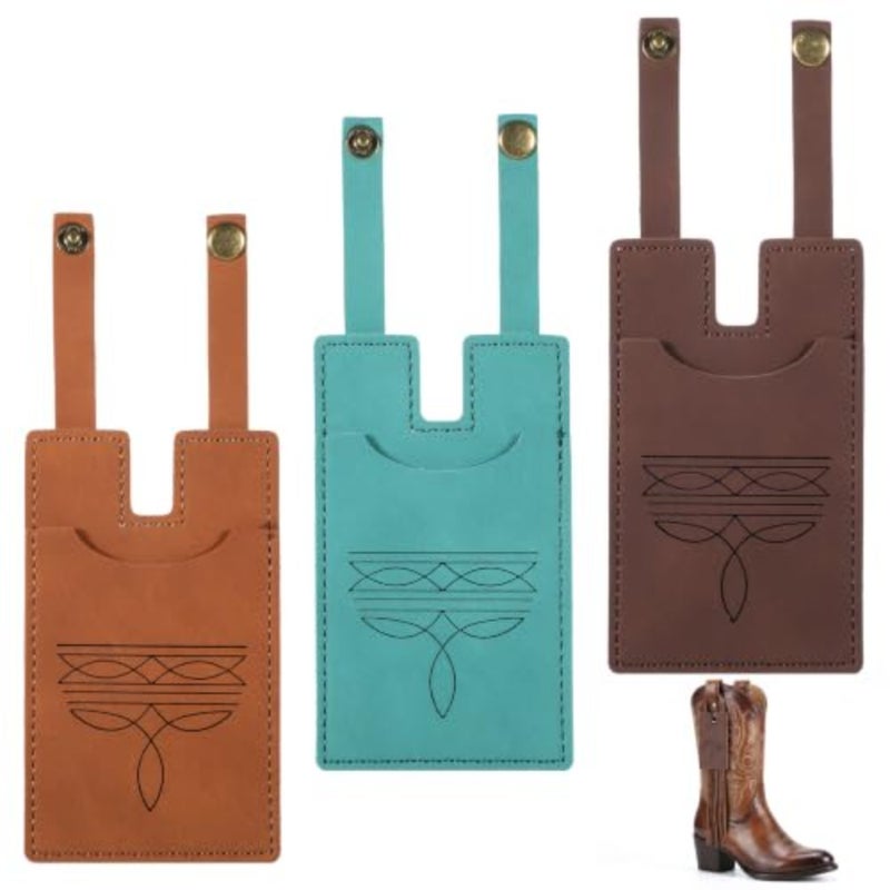 3 PCS Western Boot Wallet for Women Man, Leather Credit Card Holder Compact Boot Wallet Handcrafted Slim Insert with Snap Strap for Cowboy Boots Rodeo Concerts Pub Country Style - Image 1