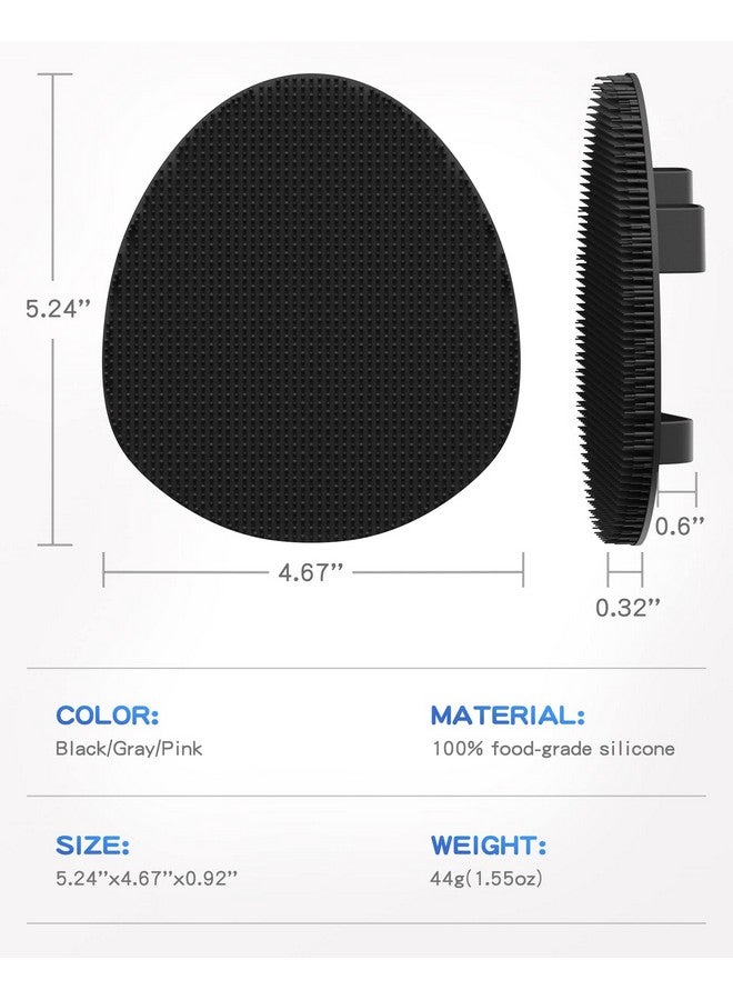 مانمي هيلث فرشاة استحمام ناعمة من السيليكون، رغوة فائقة وتنظيف عميق للجسم والوجه، قفاز استحمام لطيف للتقشير لجميع أنواع البشرة مع خطافين مجانيين. (أسود + وردي) - Image 3