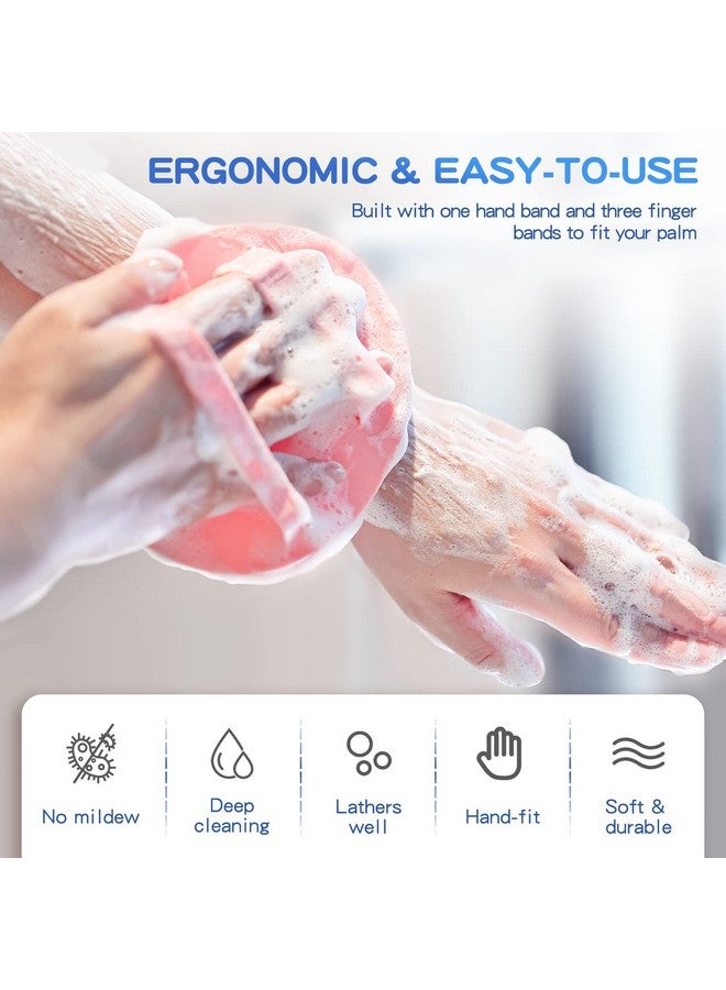 مانمي هيلث فرشاة استحمام ناعمة من السيليكون، رغوة فائقة وتنظيف عميق للجسم والوجه، قفاز استحمام لطيف للتقشير لجميع أنواع البشرة مع خطافين مجانيين. (أسود + وردي) - Image 5