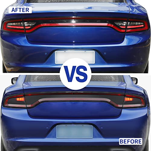 JWWY Taillight Tailllamp Tail Light Tail Lamp Protection Covers Trim Fit for 2015-2024+ Dodge Charger Exterior Accessories Smoked Black 4pcs(Blackened) - Image 2