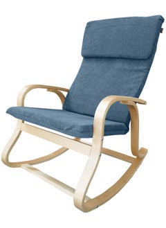 Moon Home and more.. Modern Bentwood Rocking Chair Chenille Fabric Upholstered Relax Rocker Lounge Chair Blue  - Image 1