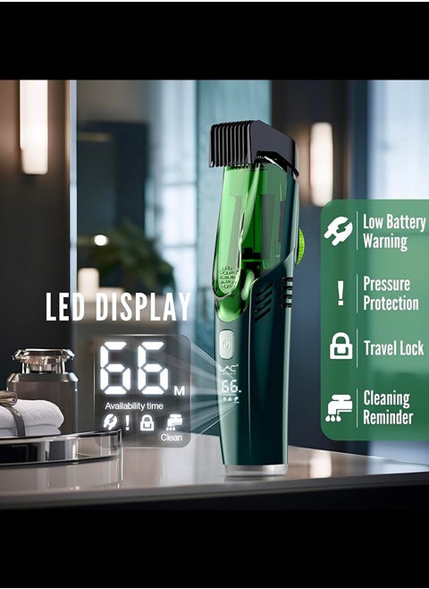 Men's Cordless Vacuum Beard Trimmer - 20 Adjustable Length Settings, Mustache & Facial Hair Grooming, Rechargeable, Waterproof