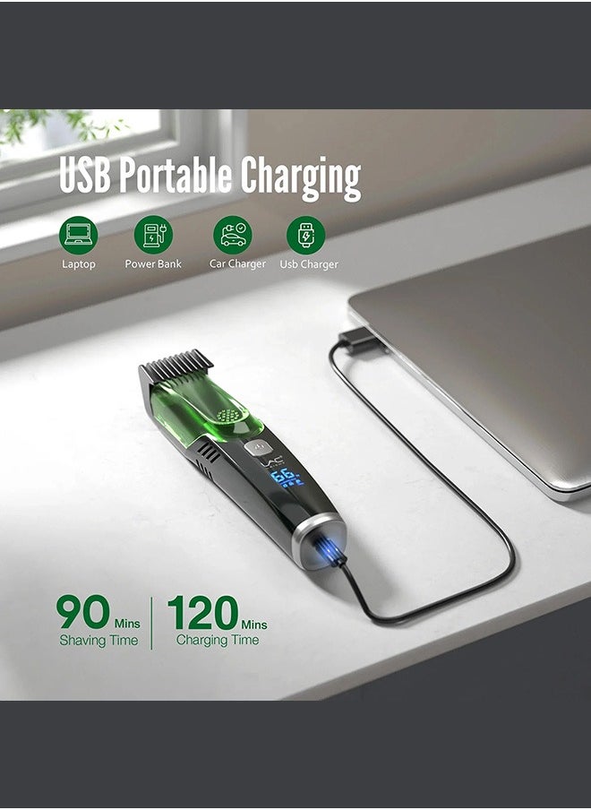 LAC - Men's Cordless Vacuum Beard Trimmer - 20 Adjustable Length Settings, Mustache & Facial Hair Grooming, Rechargeable, Waterproof - Image 1