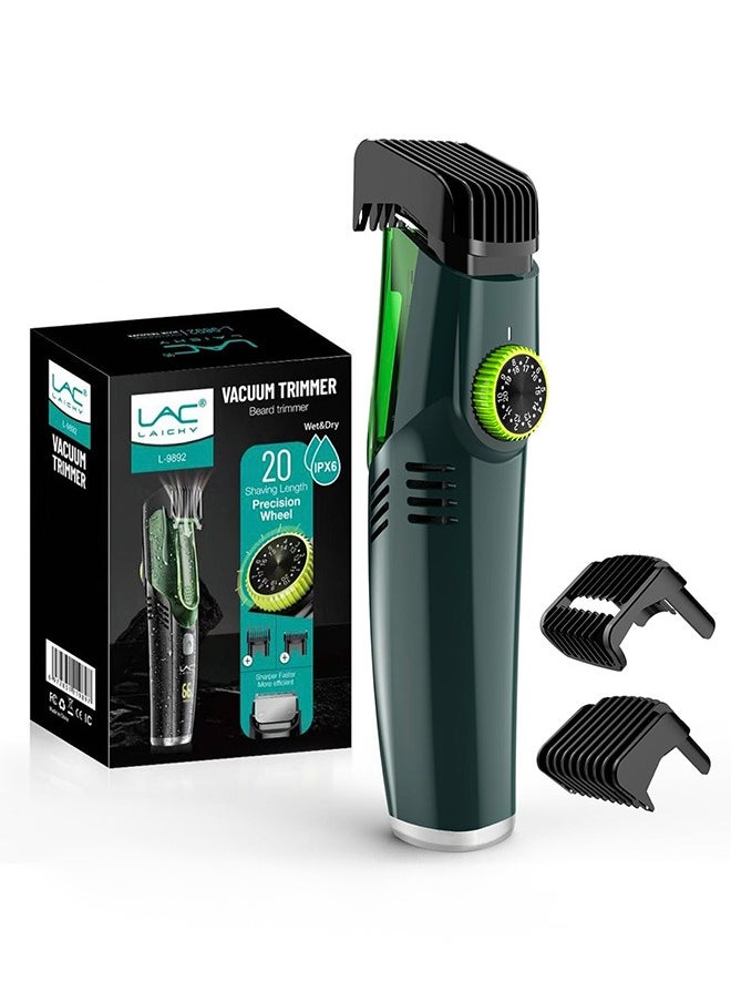 LAC - Men's Cordless Vacuum Beard Trimmer - 20 Adjustable Length Settings, Mustache & Facial Hair Grooming, Rechargeable, Waterproof - Image 1