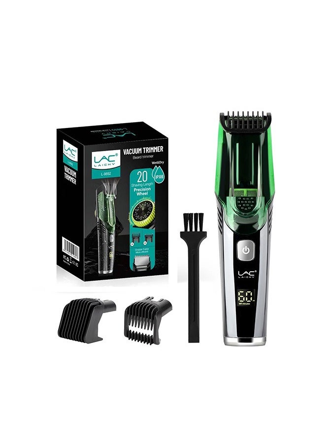 LAC - Men's Cordless Vacuum Beard Trimmer - 20 Adjustable Length Settings, Mustache & Facial Hair Grooming, Rechargeable, Waterproof - Image 1