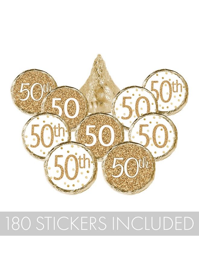 DISTINCTIVS White And Gold 50Th Birthday Party Favor Stickers 180 Labels - Image 5