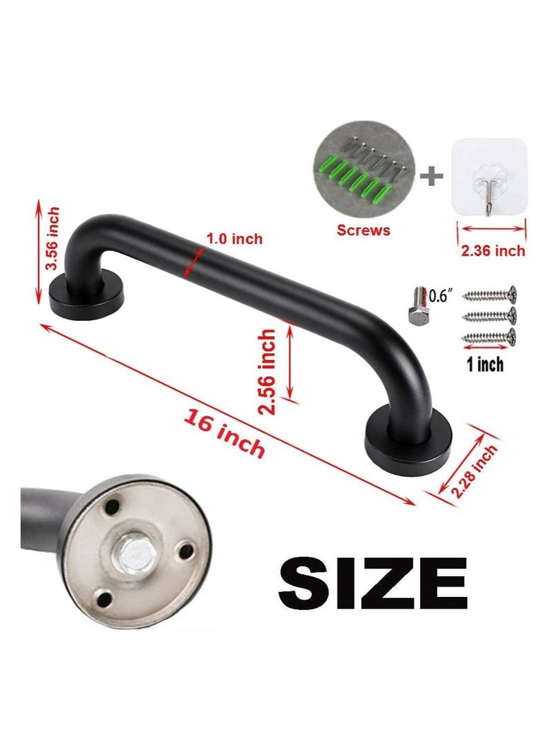 40Cm Stainless Steel Black Non-Slip Handle, Bathroom Grab Bars Bathtub Rails Bathroom Handrail, for Home Bathroom Disabled Elderly Shower Support Track  - Image 2