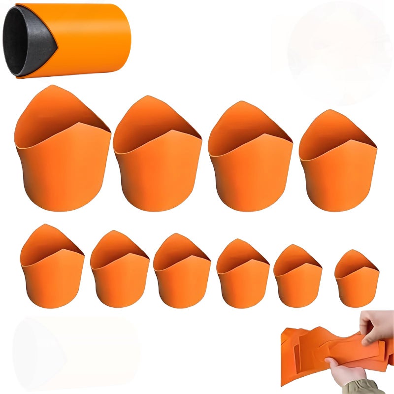 Pipe Cutting Positioner: 10-Piece Orange Synthetic Leather Set - Accurate Saddle Cuts In Seconds Precision Pipe Socket Template for Professional Plumbers and DIY Enthusiasts in Plumbing Installation P - Image 1