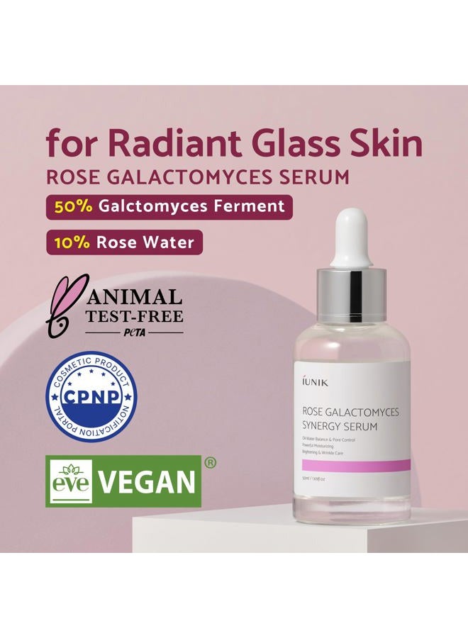 iUNIK Rose Galactomyces Synergy Vegan Face Serum 1.69 Fl Oz Naturally Fermented Rose Water Hydrating Ampoule Serum Deep Moisturizing Pore Minimizing Alcohol-free Chemical-free Korean Skincare - Image 2