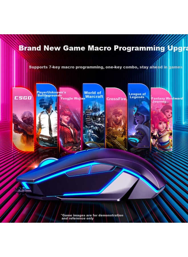 HP Hp M220 Wired Gaming Mouse With Customizable Macro Programming For Notebook Desktop Chicken Mouse White Ice Blue Light Silent  - Image 2