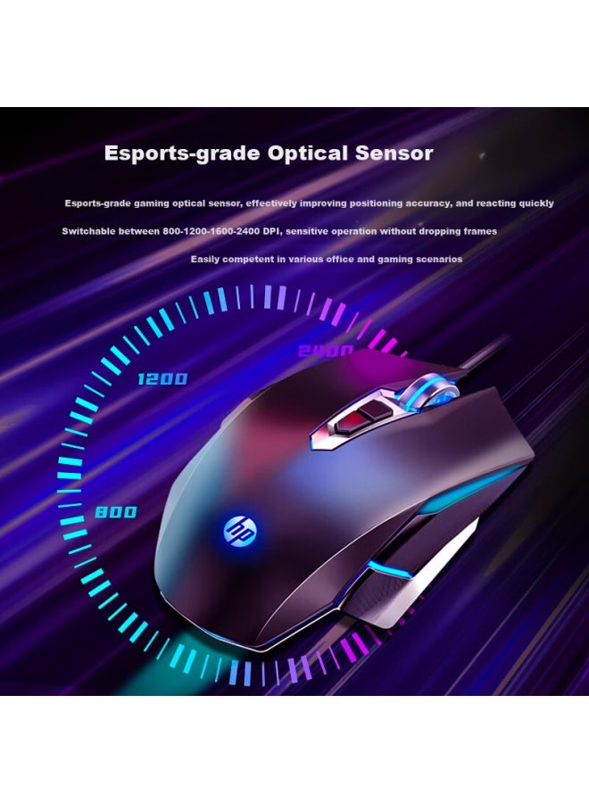 HP Hp M220 Wired Gaming Mouse With Customizable Macro Programming For Notebook Desktop Chicken Mouse White Ice Blue Light Silent  - Image 1