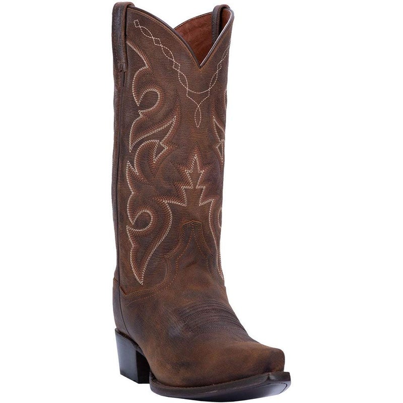 Dan Post Mens Renegade Distressed Embroidered Snip Toe Pull On Dress Boots Mid Calf Brown Size 10 D
