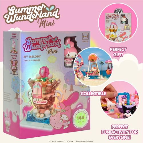 Hamee Sanrio Hello Kitty and Friends Summer Wunderland Mini Cute Water Theme Park Building Block Set Birthday Gift Party Favor Stress Relief Collectible Toy Compatible with Lego My Melody - Image 5