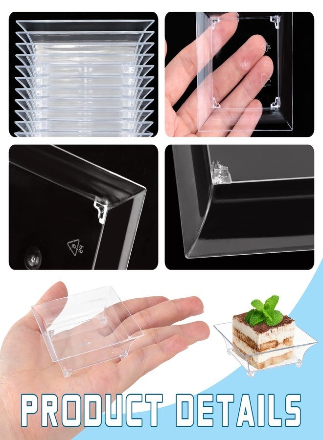 GothaBach 50 Pcs Mini Dessert Plates, 2.4 Inch Clear Disposable Appetizer Plates, Small Plastic Tray, Mini Plastic Dish for Sauce, Dessert, Fruit, Appetizer, Party, Wedding - Image 3