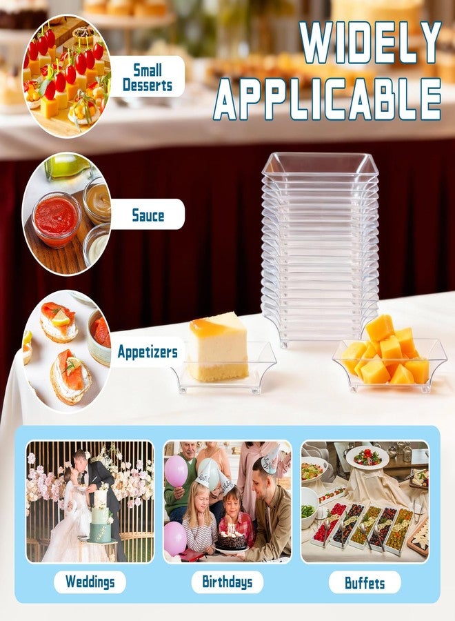 GothaBach 50 Pcs Mini Dessert Plates, 2.4 Inch Clear Disposable Appetizer Plates, Small Plastic Tray, Mini Plastic Dish for Sauce, Dessert, Fruit, Appetizer, Party, Wedding - Image 4