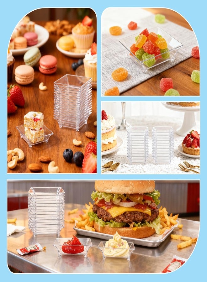 GothaBach 50 Pcs Mini Dessert Plates, 2.4 Inch Clear Disposable Appetizer Plates, Small Plastic Tray, Mini Plastic Dish for Sauce, Dessert, Fruit, Appetizer, Party, Wedding - Image 5