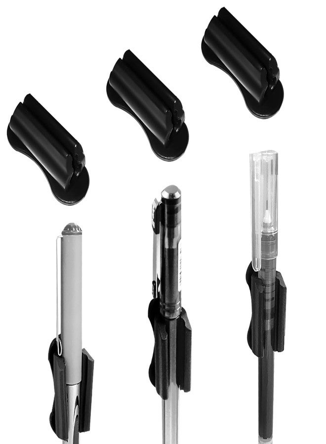 Ceemiaa 6-Pack Adhesive Silicone Pen Holders - Dual-Hole Sticky Pencil & Marker Organizer for Desk, Wall, Clipboard, Office & Teacher Supplies (Black) - Image 1