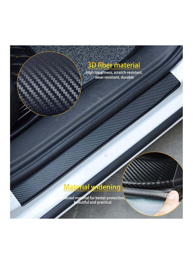 Car Door Sill Protector 4pcs Car Door Sill Scuff Guard 3D Carbon Fiber Scuff Protective Door Sill Cover Panel Sticker Welcome Pedal Protect Anti-kick Scratch for Cars Doors - Image 4