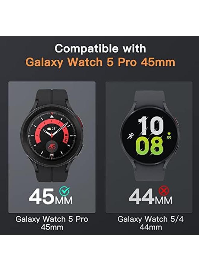 جي تيك واقي شاشة لساعة سامسونج جالكسي واتش 5 برو 45 ملم بتغطية كاملة من الزجاج المقوى عالي الوضوح، عبوة من 3 قطع - Image 2