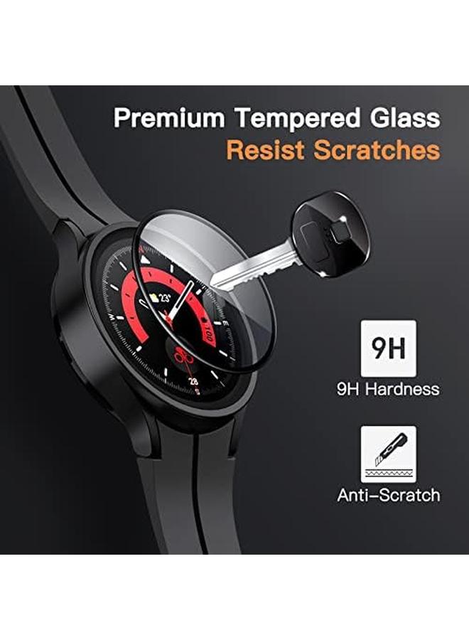 جي تيك واقي شاشة لساعة سامسونج جالكسي واتش 5 برو 45 ملم بتغطية كاملة من الزجاج المقوى عالي الوضوح، عبوة من 3 قطع - Image 3