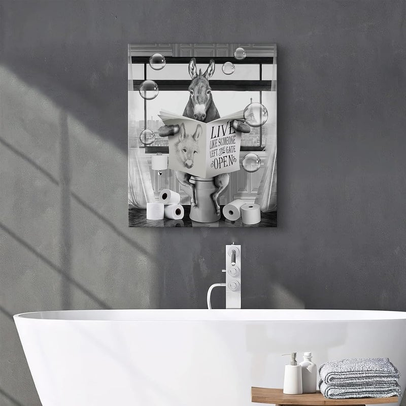 Kateflower Funny Donkey Bathroom Wall Art - Image 5