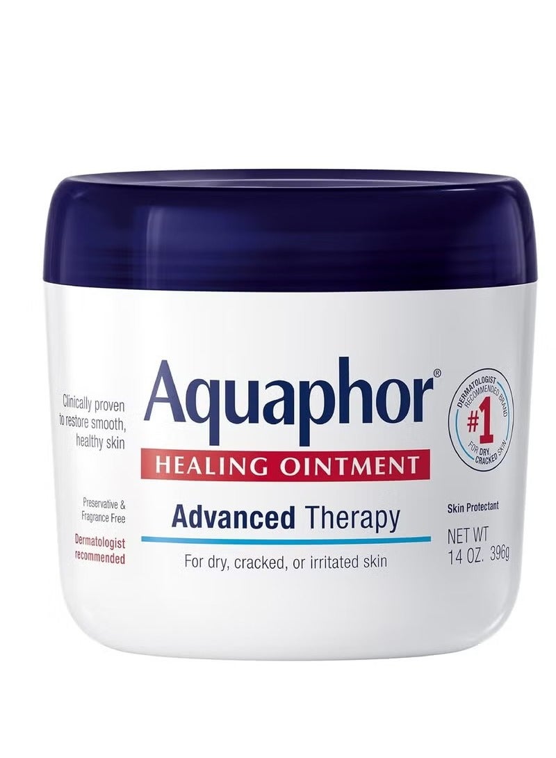 Aquaphor Aquaphor Healing Ointment, Advanced Therapy Skin Protectant, Dry Skin Body Moisturizer, Multi-Purpose Healing Ointment, For Dry, Cracked Skin & Minor Cuts & Burns, 14 Oz Jar - Image 1