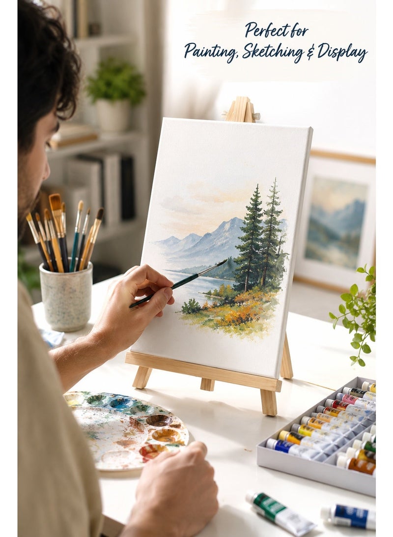 Artist Canvas & Wooden Tabletop Easel Set 20 x 30 cm, 100% Cotton Medium Grain Painting Canvas, Primed Art Board for Acrylic, Oil Painting, Sketching, Students and Beginners - Image 4