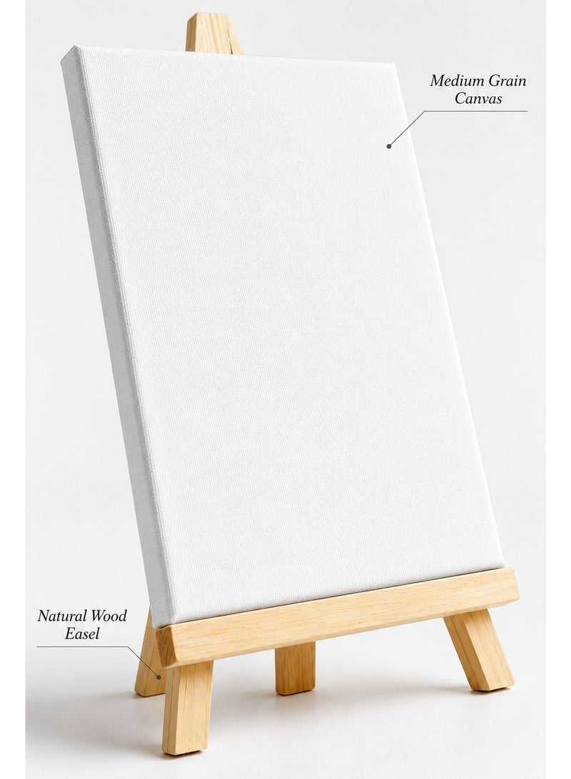 Artist Canvas & Wooden Tabletop Easel Set 20 x 30 cm, 100% Cotton Medium Grain Painting Canvas, Primed Art Board for Acrylic, Oil Painting, Sketching, Students and Beginners - Image 3