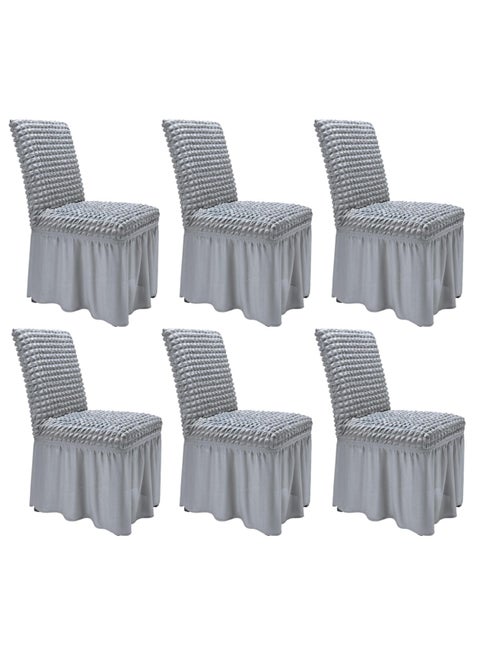 Dining Room Chair Covers with Long Skirt Chair Cover Set of 6 Chair Slipcover Elastic Removable Machine Washable Chair Protector Soft Touch Seat Covers for Dining Room Banquet Party Home Decoration