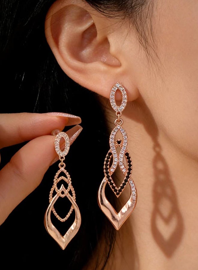 JCB CHIC 1pair   Long Drop Earrings for Women Rose Gold Color Fashion Minimalist Geometric Earrings for Everyday Jewelry Gifts - Image 1