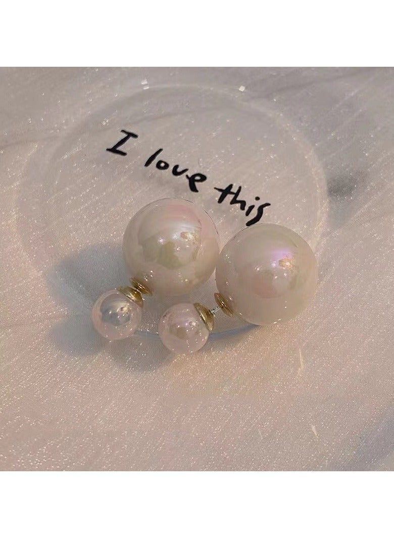 Full Diamonds Ribbon Pearls Gold Earrings Earrings 