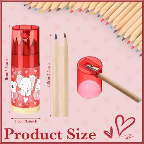 Fumete 32 Pack St. Patrick's Day Mini Colored Pencils Bulk Pink Heart Cute Paddy's Pencils with Sharpener for Classroom Exchange Gift Bulk, 12 Count in Tube - Image 2