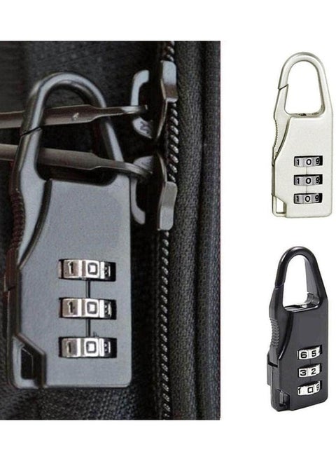 3 Digit Combination Security Lock for Suitcase, Zinc Alloy Cable Lock for Suitcase, Backpack, Wardrobe, Suitcase, Toolbox (Black)