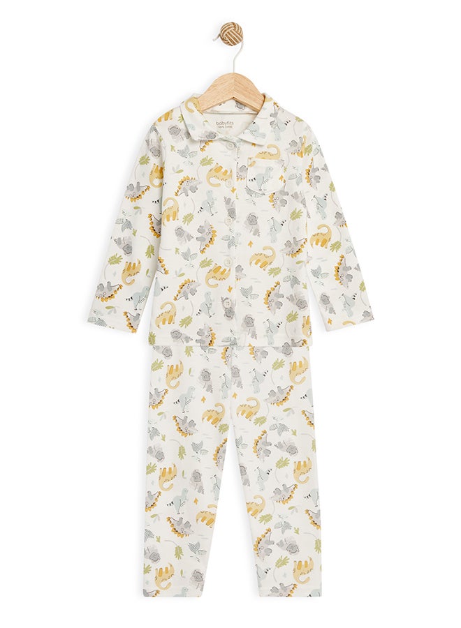 Babyfits Organic Cotton Pyjama Set With Collar, Oeko-Tex Certified Kids’ Pajamas For Boys And Girls 6-12 M - Image 1