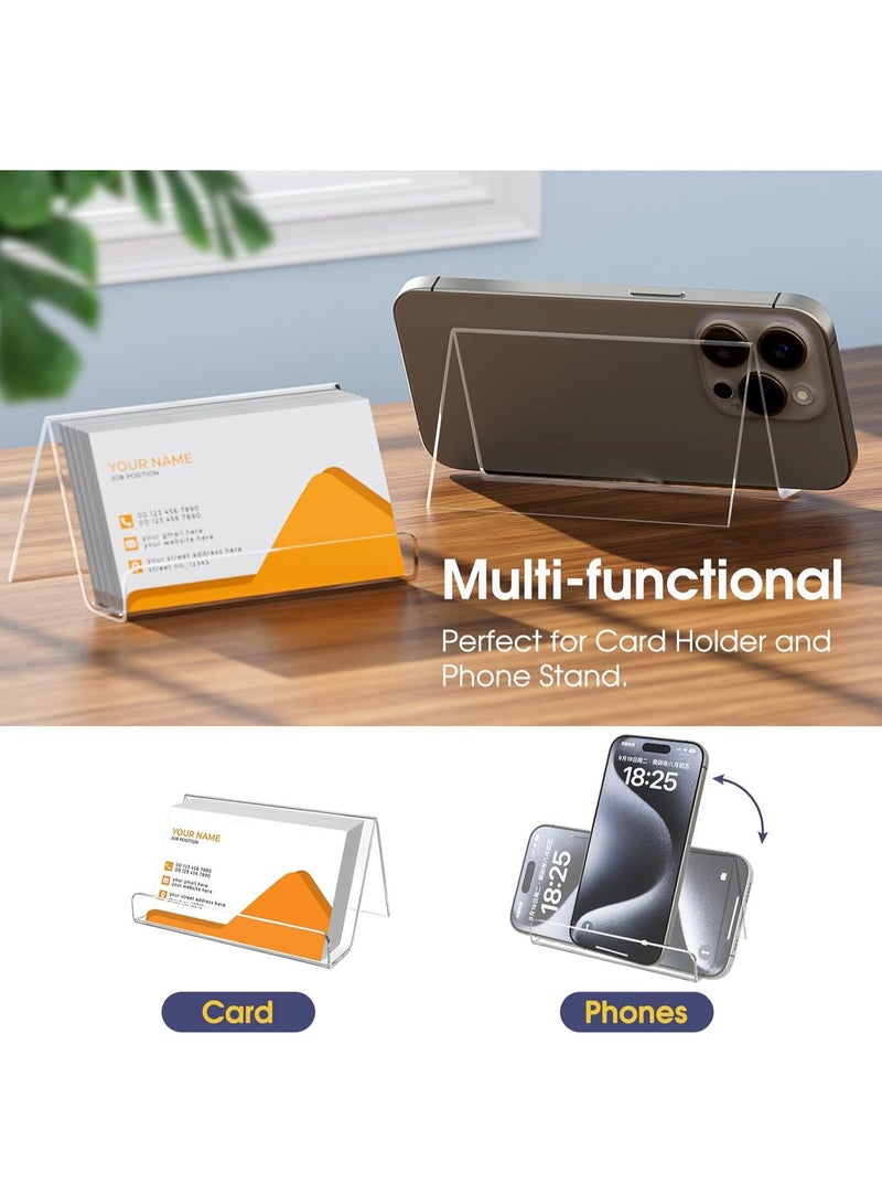 TPGP Business Card Holder for Desk Acrylic Business Card Display Holders Clear Business Cards Holder Stand 3 Pack Desktop Plastic Name Card Organizer, Capacity: 50 Cards - Image 2