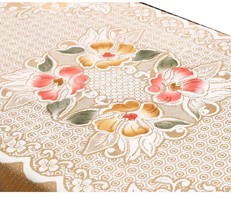 Padam Enterprises Dining Table Cover Cream Cloth Net for 6 Seater 60 90 Inches Exclusive Floral Design - Image 2