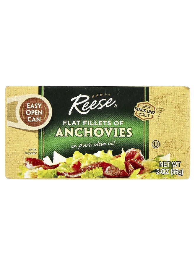 Reese, Flat Fillets of Anchovies in Pure Olive Oil, 2 oz (56 g) - Image 1