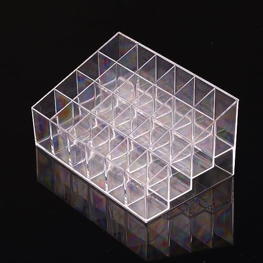 XIBO Acrylic 24 Shelf Grid Cosmetic Lipstick Holder Lip Gloss Nail Polish Organizer 24 Grid Cometic Holder Stand Cosmetic Shelf Tool Lipstick Holder Case - Image 2