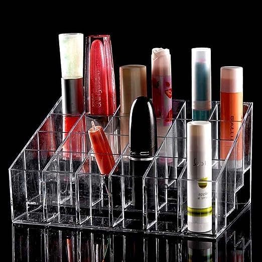 XIBO Acrylic 24 Shelf Grid Cosmetic Lipstick Holder Lip Gloss Nail Polish Organizer 24 Grid Cometic Holder Stand Cosmetic Shelf Tool Lipstick Holder Case - Image 3