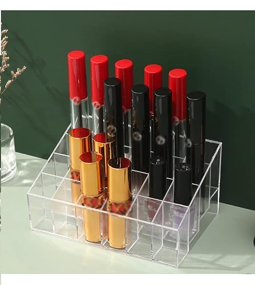 XIBO Acrylic 24 Shelf Grid Cosmetic Lipstick Holder Lip Gloss Nail Polish Organizer 24 Grid Cometic Holder Stand Cosmetic Shelf Tool Lipstick Holder Case - Image 5