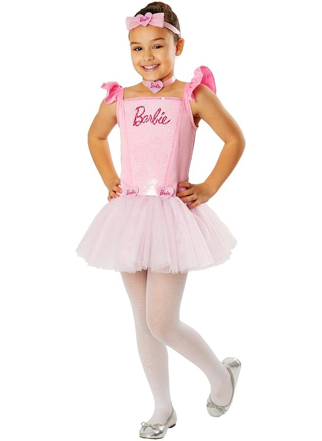 RUBIE'S - Official Barbie Ballerina Child Dress Kids Fancy Pink Medium 5 6 Years 702186M - Image 1
