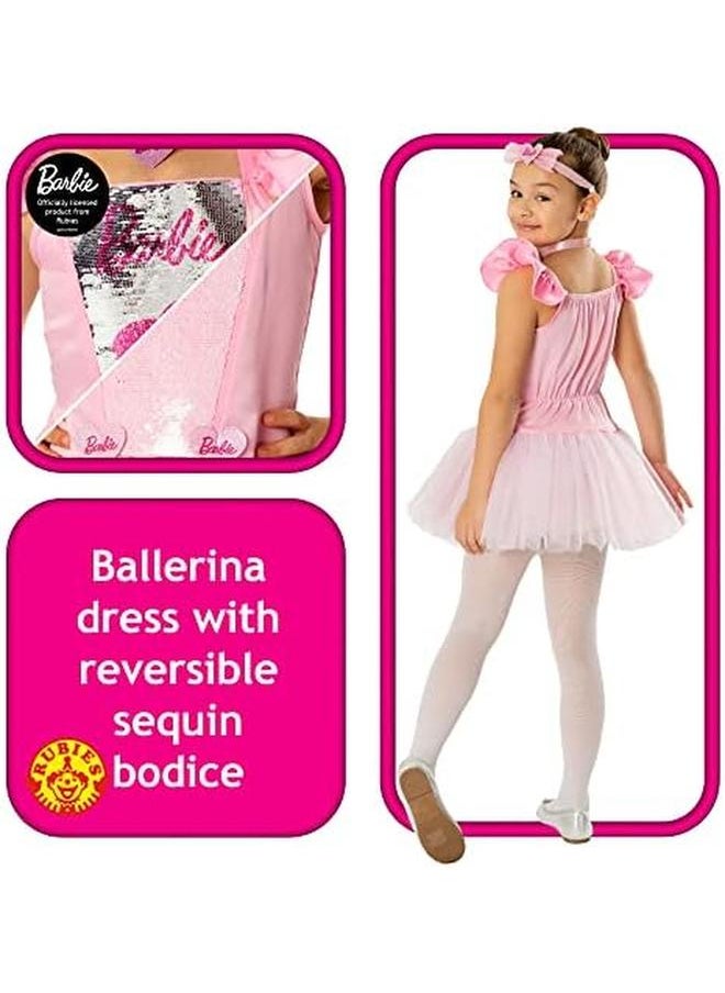 RUBIE'S - Official Barbie Ballerina Child Dress Kids Fancy Pink Medium 5 6 Years 702186M - Image 1
