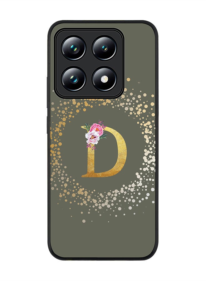 Stylizedd For Xiaomi 14T pro Case,Slim fit Camera Protection, Shockproof Thin Phone cover - Custom Monogram Floral - D (Olive Green ) - Image 1