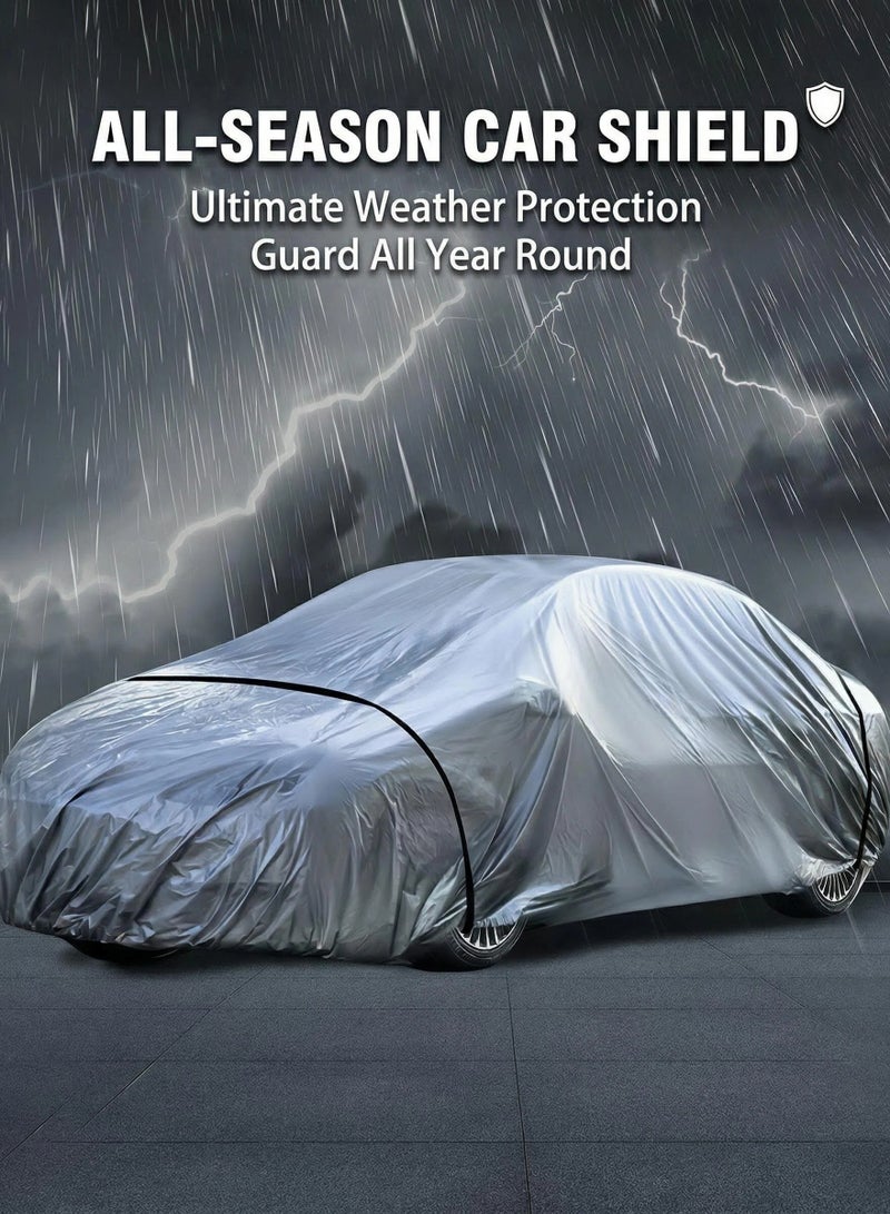 Heavy Duty Sedan Car Cover, Outdoor All-Weather Sun UV & Dust Protection Cover with Windproof Straps, Scratch Resistant - Image 2