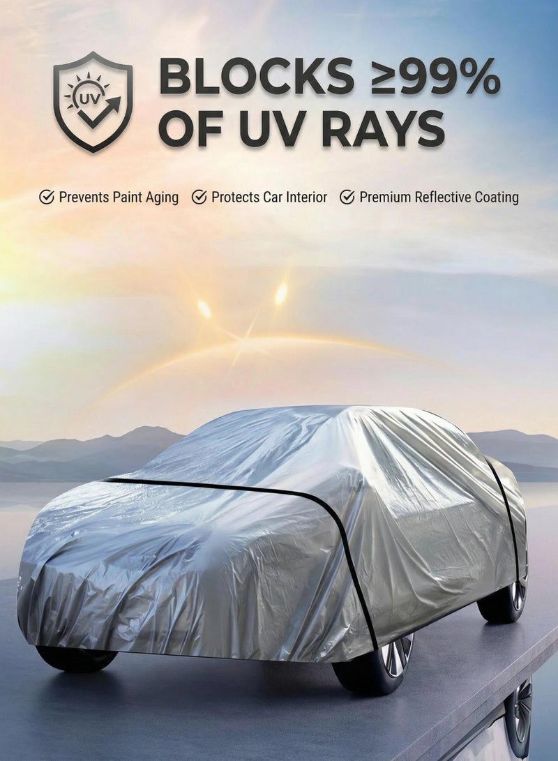 Heavy Duty Sedan Car Cover, Outdoor All-Weather Sun UV & Dust Protection Cover with Windproof Straps, Scratch Resistant - Image 1