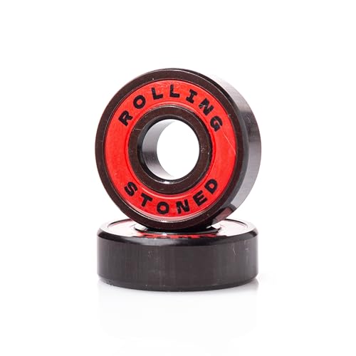 Rolling Stoned Skateboard Bearings Set ABEC 5 Sealed Bearings for Skateboards Longboards Scooters and Roller Skates Stainless Steel 608 Bearings 8 Pack Red AA Dubs - Image 3